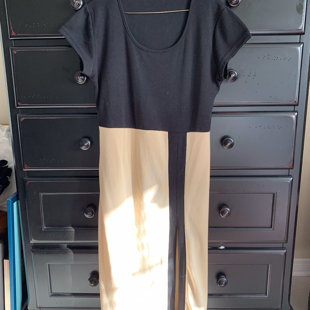 Bodycon Dress, Beige and Black, Miusol, Size XL